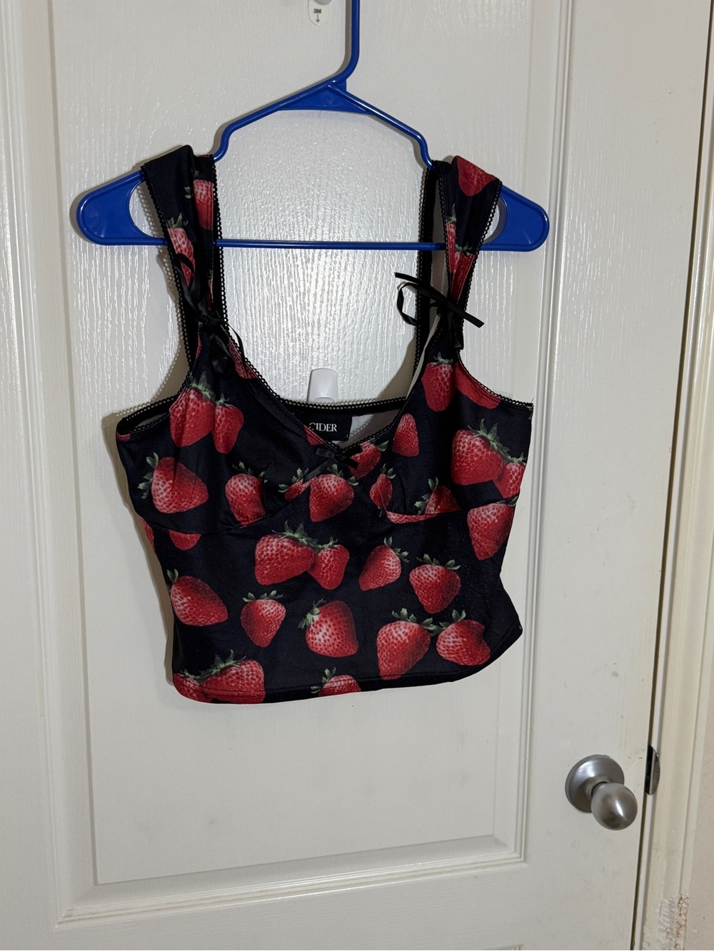 Cider Strawberry Girl Print Corset Cami Crop Top Y2K Coquette NWT